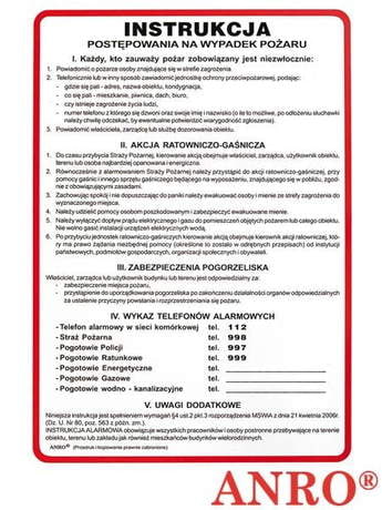 Instrukcja Postępowania Na Wypadek Pożaru