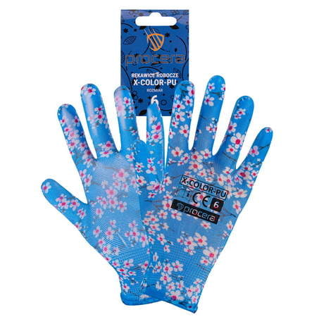 Rękawice Robocze Powlekane Kwiatki X COLOR-PU 6