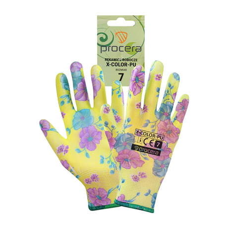 Rękawice Robocze Powlekane Kwiatki X COLOR-PU 7