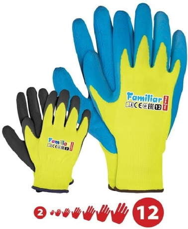 Rękawice robocze dla dzieci i dorosłych FAMILIAR dostępne rozmiary od 2 do 12