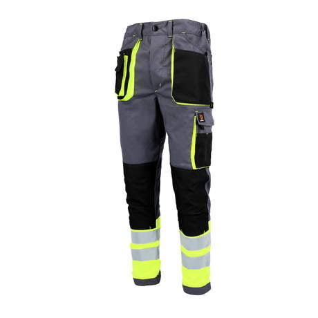 SPODNIE DO PASA ODBLASKOWE PROMAN STRETCH 250 SZARY + HV