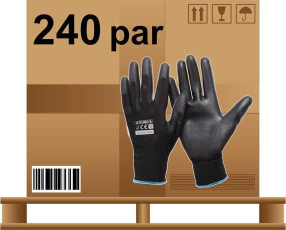 Rękawice robocze PU cienkie dla mechaników czarne X PUNO X-TOUCH TIMIPOLI 240 par