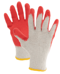 Rękawice robocze czerono-białe powlekane lateksem