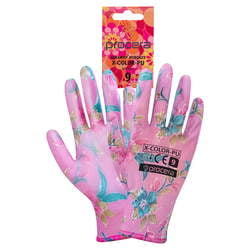 Rękawice Robocze Powlekane Kwiatki X COLOR-PU 9
