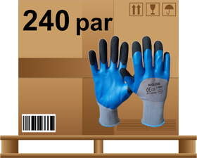 Rękawice robocze miękkie czarno niebieskie podwójnie oblane L2005 240
